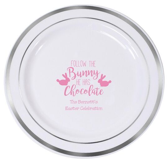 Follow The Bunny Premium Banded Plastic Plates